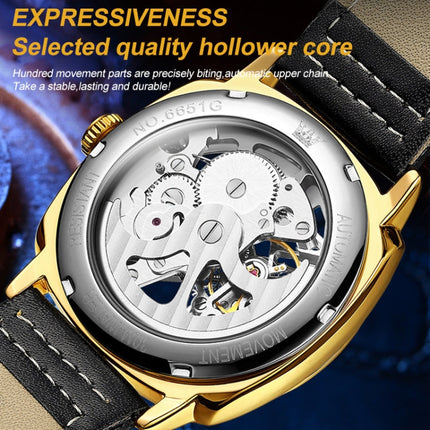 OLEVS 6651 Men Luminous Waterproof Hollow Mechanical Watch