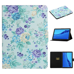 Flower Pattern Horizontal Flip Leather Case with Card Slots & Holder, For Huawei MediaPad M5 lite 10.1, For Huawei MediaPad T5, For Lenovo Tab M10, For Lenovo Tab M10 Plus, For Samsung Galaxy Tab A 8.0 2019