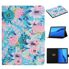 Flower Pattern Horizontal Flip Leather Case with Card Slots & Holder, For Huawei MediaPad M5 lite 10.1, For Huawei MediaPad T5, For Lenovo Tab M10, For Lenovo Tab M10 Plus, For Samsung Galaxy Tab A 8.0 2019