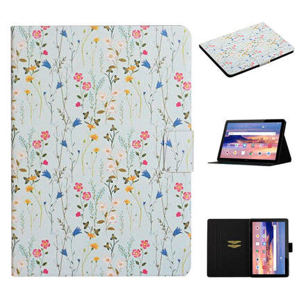 Flower Pattern Horizontal Flip Leather Case with Card Slots & Holder, For Huawei MediaPad M5 lite 10.1, For Huawei MediaPad T5, For Lenovo Tab M10, For Lenovo Tab M10 Plus