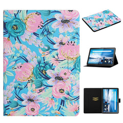 Flower Pattern Horizontal Flip Leather Case with Card Slots & Holder, For Huawei MediaPad M5 lite 10.1, For Huawei MediaPad T5, For Lenovo Tab M10, For Lenovo Tab M10 Plus, For Samsung Galaxy Tab A 8.0 2019