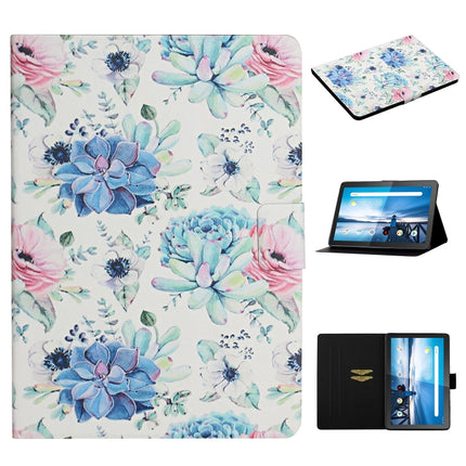 Flower Pattern Horizontal Flip Leather Case with Card Slots & Holder, For Huawei MediaPad M5 lite 10.1, For Huawei MediaPad T5, For Lenovo Tab M10, For Lenovo Tab M10 Plus