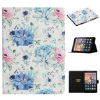 For Amazon Kindle Fire HD 10 / Blue Flower On White