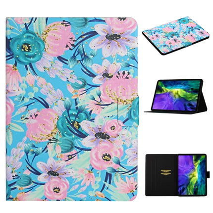 Flower Pattern Horizontal Flip Leather Case with Card Slots & Holder