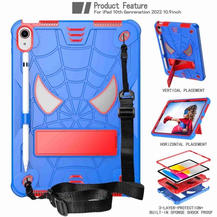 Spider Texture Silicone Hybrid PC Tablet Case with Shoulder Strap, For iPad 10th Gen 10.9 2022, For iPad Pro 11 2021 / Air 5 10.9, For iPad 10.2 2021 / 2020 / 2019, For iPad  mini 2024 / mini 6