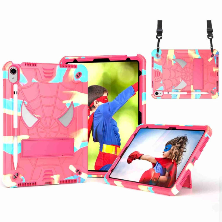 Spider Texture Silicone Hybrid PC Tablet Case with Shoulder Strap, For iPad 10th Gen 10.9 2022, For iPad Pro 11 2021 / Air 5 10.9, For iPad 10.2 2021 / 2020 / 2019, For iPad  mini 2024 / mini 6