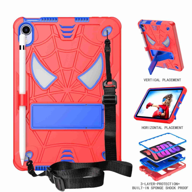 Spider Texture Silicone Hybrid PC Tablet Case with Shoulder Strap, For iPad mini 2024 / mini 6