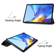 For Huawei MatePad 10.4 Custer Pattern Pure Color Tablet Horizontal Flip Leather Case with Three-folding Holder & Sleep / Wake-up Function, For Huawei MatePad 10.4