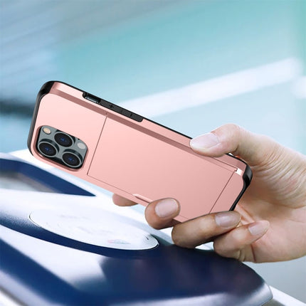 Shockproof Armor Phone Case with Slide Card Slot, For iPhone 15 Pro Max, For iPhone 15 Pro