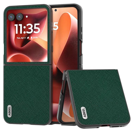 ABEEL Cross Texture Genuine Leather Phone Case, For Motorola Razr 60 Ultra, For Motorola Razr 40, For Motorola Razr 40 Ultra