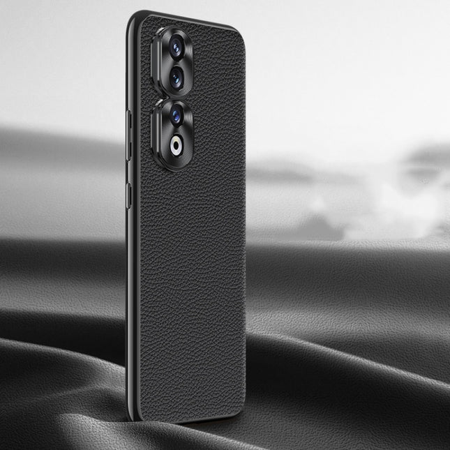 Litchi Texture Genuine Leather Phone Case, For Honor 90 Pro, For Honor 90