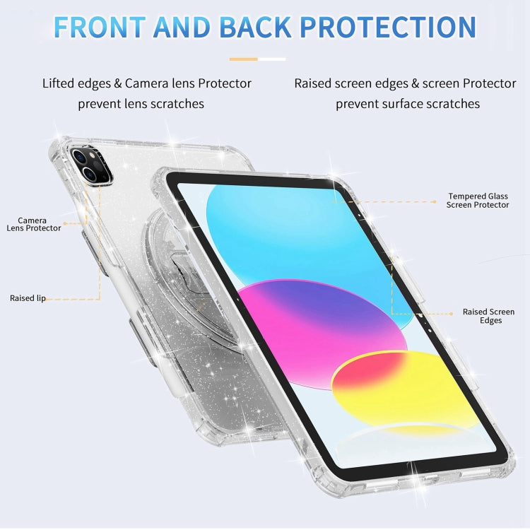 Terminator Shockproof Glitter Powder Tablet Case with Grip Strap, For iPad Pro 11 2022 / 2021, For iPad 10.2 2021 / 2020 / 10.5