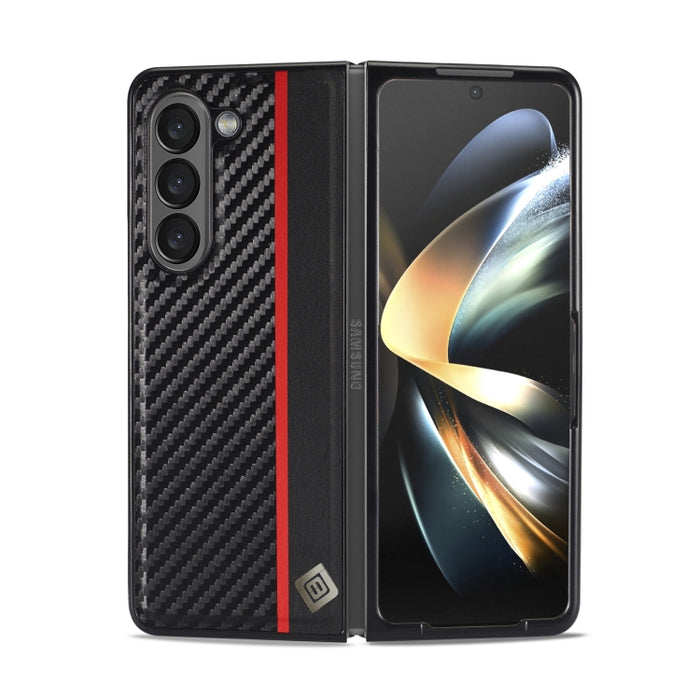 LC.IMEEKE Carbon Fiber PU + TPU Horizontal Flip Leather Phone Case, For Samsung Galaxy Z Fold5, For Samsung Galaxy Z Flip5
