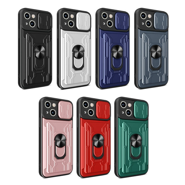 Sliding Camshield TPU+PC Phone Case with Card Slot, For iPhone 15