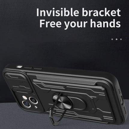 Sliding Camshield TPU+PC Phone Case with Card Slot, For iPhone 15