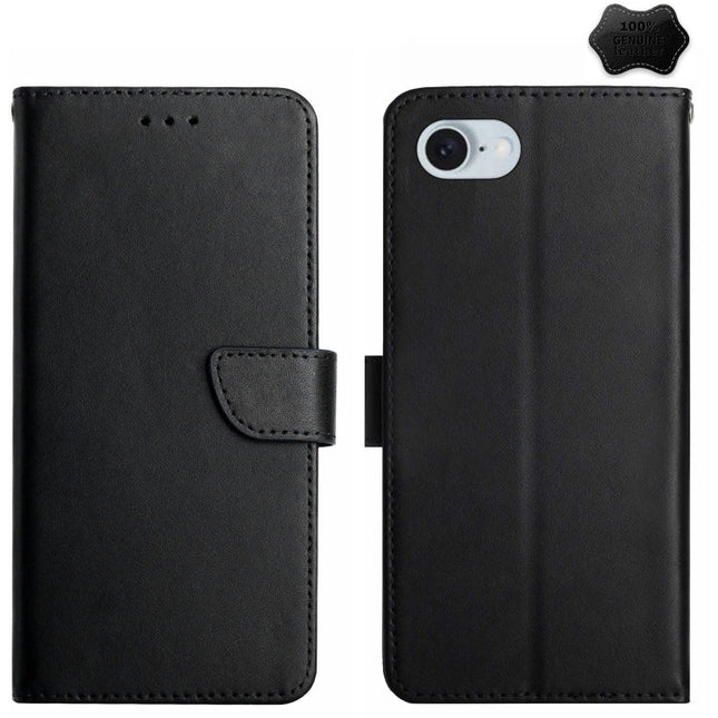 Genuine Leather Fingerprint-proof Flip Phone Case, For iPhone 17e / 16e, For iPhone 16 Pro Max, For iPhone 16 Pro, For iPhone 16 Plus, For iPhone 16, For iPhone 15 Pro Max, For iPhone 15 Pro, For iPhone 15 Plus, For iPhone 15