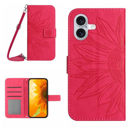Skin Feel Sun Flower Embossed Flip Leather Phone Case with Lanyard, For iPhone 17 Pro, For iPhone 17