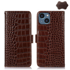 Crocodile Top Layer Cowhide Leather Phone Case, For iPhone 15 Pro, For iPhone 15 Plus, For iPhone 15