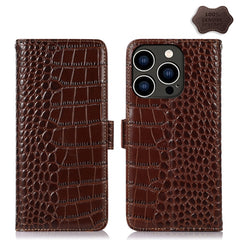Crocodile Top Layer Cowhide Leather Phone Case, For iPhone 16 Pro, For iPhone 16 Plus, For iPhone 16, For iPhone 15 Pro Max, For iPhone 15 Pro, For iPhone 15 Plus
