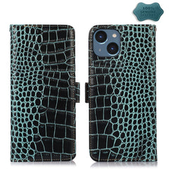 Crocodile Top Layer Cowhide Leather Phone Case, For iPhone 15