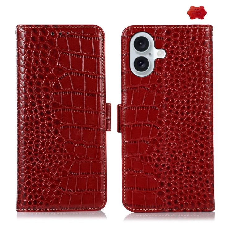 Crocodile Top Layer Cowhide Leather Phone Case, For iPhone 16 Pro Max, For iPhone 16 Pro, For iPhone 16 Plus, For iPhone 16, For iPhone 15 Pro Max, For iPhone 15 Pro, For iPhone 15 Plus, For iPhone 15