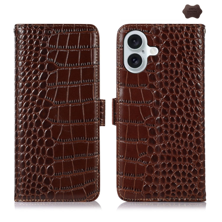 Crocodile Top Layer Cowhide Leather Phone Case, For iPhone 16 Pro Max, For iPhone 16 Pro, For iPhone 16 Plus, For iPhone 16, For iPhone 15 Pro Max, For iPhone 15 Pro, For iPhone 15 Plus, For iPhone 15