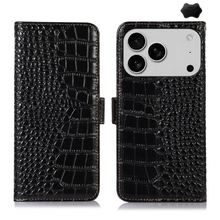 Crocodile Top Layer Cowhide Leather Phone Case, For iPhone 17 Pro Max, For iPhone 17 Pro, For iPhone 17, For iPhone 17 Air, For iPhone 16e, For iPhone 16 Pro Max