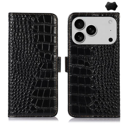 Crocodile Top Layer Cowhide Leather Phone Case, For iPhone 16e / 17e, For iPhone 17 Pro Max, For iPhone 17 Pro, For iPhone 17, For iPhone Air, For iPhone 16 Pro Max