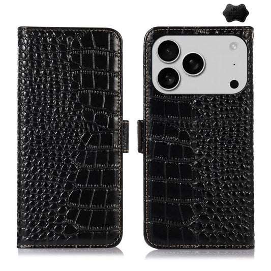 Crocodile Top Layer Cowhide Leather Phone Case, For iPhone 17 Pro Max, For iPhone 17 Pro, For iPhone 17, For iPhone 17 Air, For iPhone 16e, For iPhone 16 Pro Max
