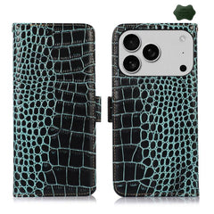 Crocodile Top Layer Cowhide Leather Phone Case, For iPhone 17 Pro Max, For iPhone 17 Pro, For iPhone 17, For iPhone 17 Air, For iPhone 16e, For iPhone 16 Pro Max