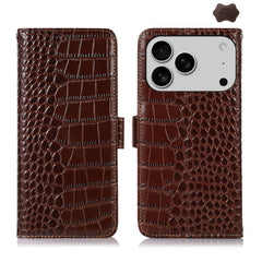 Crocodile Top Layer Cowhide Leather Phone Case, For iPhone 17 Pro Max, For iPhone 17 Pro, For iPhone 17, For iPhone 17 Air, For iPhone 16e, For iPhone 16 Pro Max