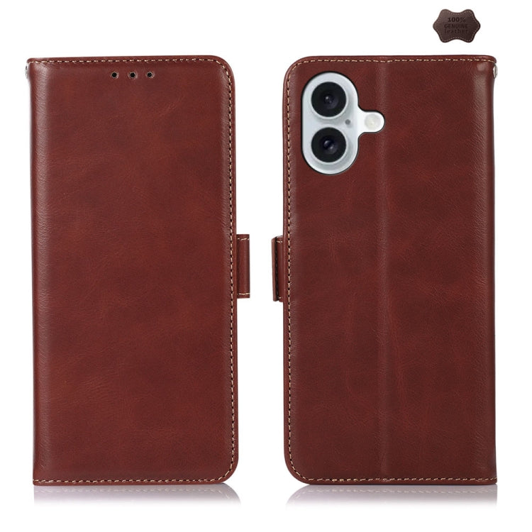 Crazy Horse Top Layer Cowhide Leather Phone Case, For iPhone 16 Pro Max, For iPhone 16 Pro, For iPhone 16 Plus, For iPhone 16, For iPhone 15 Pro Max, For iPhone 15 Pro, For iPhone 15 Plus, For iPhone 15