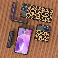 ABEEL Black Edge Leopard Phone Case, For Motorola Razr 50, For Motorola Razr 40, For Motorola Razr 40 Ultra