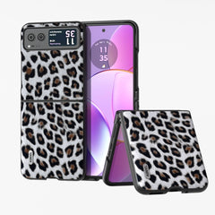 ABEEL Black Edge Leopard Phone Case, For Motorola Razr 50, For Motorola Razr 40, For Motorola Razr 40 Ultra