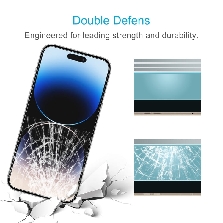 50pcs 0.26mm 9H 2.5D High Aluminum Tempered Glass Film, For iPhone 15 Plus / 15 Pro Max, For iPhone 14 Plus, For iPhone 14, For iPhone 15 / 15 Pro, For iPhone 14 Pro, For iPhone 14 Pro Max, For iPhone 13 Pro Max, For iPhone 13 / 13 Pro, For iPhone 13 mini