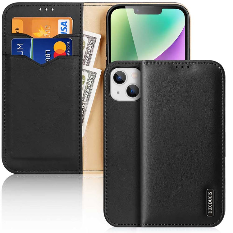 DUX DUCIS Hivo Series Cowhide + PU + TPU Flip Phone Case, For iPhone 16 Pro Max, For iPhone 16 Pro, For iPhone 16 Plus, For iPhone 16, For iPhone 15 Pro Max, For iPhone 15 Pro, For iPhone 15 Plus, For iPhone 15