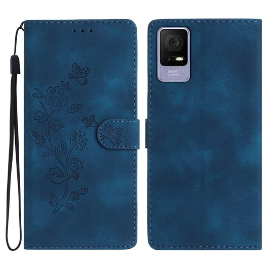 Flower Butterfly Embossing Pattern Leather Phone Case, For TCL 405 / 406 / 408, For TCL 40 SE