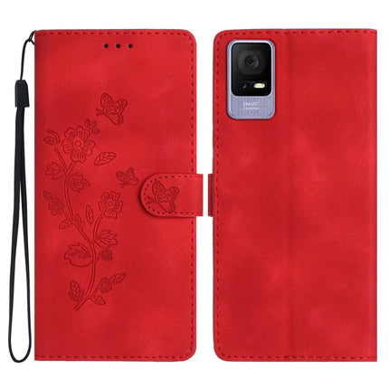 Flower Butterfly Embossing Pattern Leather Phone Case, For TCL 405 / 406 / 408, For TCL 40 SE