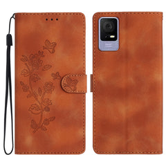 Flower Butterfly Embossing Pattern Leather Phone Case, For TCL 405 / 406 / 408, For TCL 40 SE