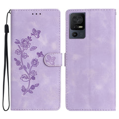 Flower Butterfly Embossing Pattern Leather Phone Case, For TCL 405 / 406 / 408, For TCL 40 SE