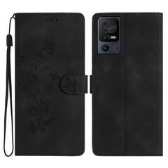 Flower Butterfly Embossing Pattern Leather Phone Case, For TCL 405 / 406 / 408, For TCL 40 SE