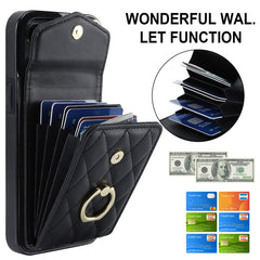 Rhombic Texture Card Bag Phone Case with Long Lanyard, For iPhone 12 / 12 Pro, For iPhone 12 Pro Max, For iPhone 11 Pro Max, For iPhone 11