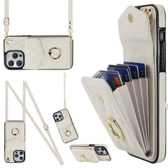 Rhombic Texture Card Bag Phone Case with Long Lanyard, For iPhone 12 / 12 Pro, For iPhone 12 Pro Max, For iPhone 11 Pro Max, For iPhone 11