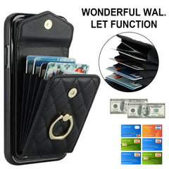 Rhombic Texture Card Bag Phone Case with Long Lanyard