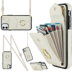 Rhombic Texture Card Bag Phone Case with Long Lanyard, For iPhone 12 / 12 Pro, For iPhone 12 Pro Max, For iPhone 11 Pro Max, For iPhone 11