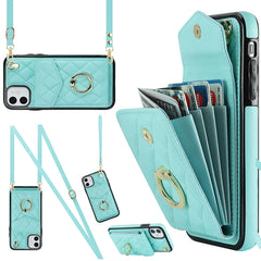 Rhombic Texture Card Bag Phone Case with Long Lanyard, For iPhone 12 / 12 Pro, For iPhone 12 Pro Max, For iPhone 11 Pro Max, For iPhone 11