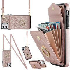 Rhombic Texture Card Bag Phone Case with Long Lanyard, For iPhone 12 / 12 Pro, For iPhone 12 Pro Max, For iPhone 11 Pro Max, For iPhone 11