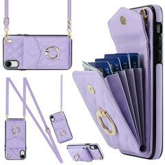 Rhombic Texture Card Bag Phone Case with Long Lanyard