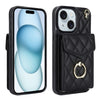 Rhombic Texture Card Bag Phone Case with Long Lanyard, For iPhone 14 Pro, For iPhone 15 Plus, For iPhone 14 Pro Max, For iPhone 15