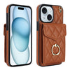 Rhombic Texture Card Bag Phone Case with Long Lanyard, For iPhone 14 Pro, For iPhone 15 Plus, For iPhone 14 Pro Max, For iPhone 15